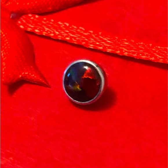 BVLA 1.2mm threaded 18k white gold and black opal cabachon labret/barbell end - Picture 1 of 4